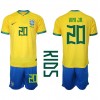Brasil Vinicius Junior #20 Hjemmedraktsett Barn VM 2022 Kortermet (+ korte bukser)